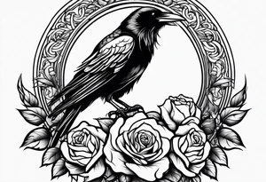 a raven holding a rose tattoo idea