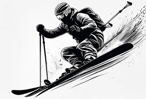 Skier in motion, fine line, more abstract tattoo idea