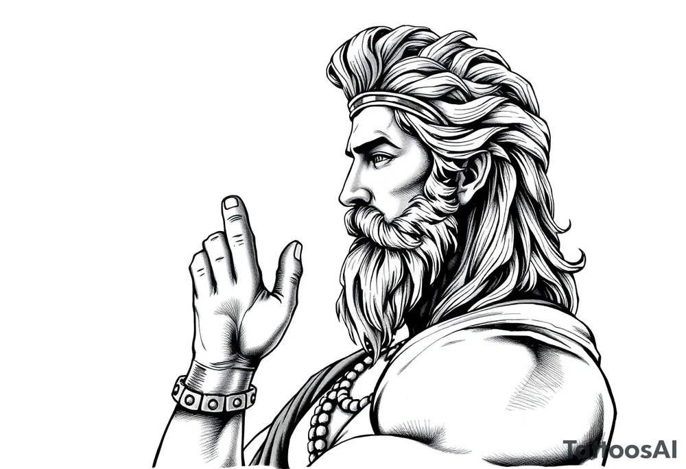 GREEK GOD LOOKING OVER HIS EMPIRE tattoo idea