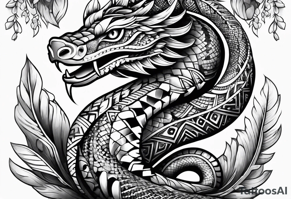 aztec snake sleeve tattoo idea