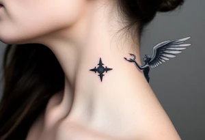 Angel (right) whispering in the right ear, demon (left) whispering in the left ear tattoo idea