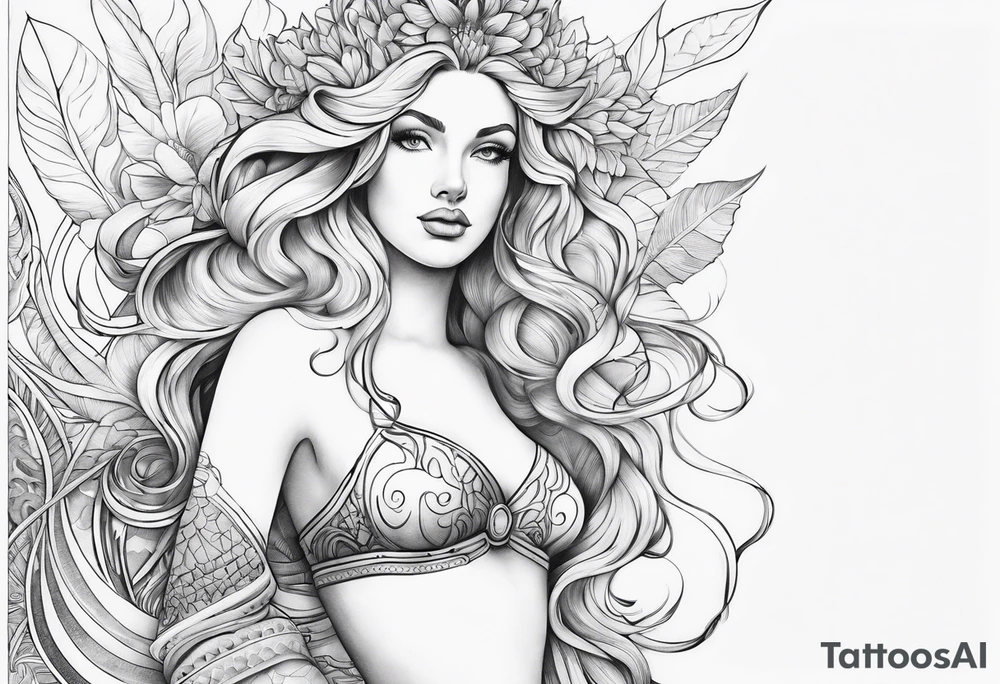 Leg sleeve of the Goddess Venus, blonde, full body tattoo idea