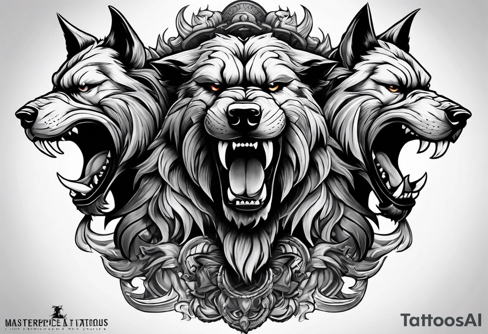 angry Cerberus tattoo idea