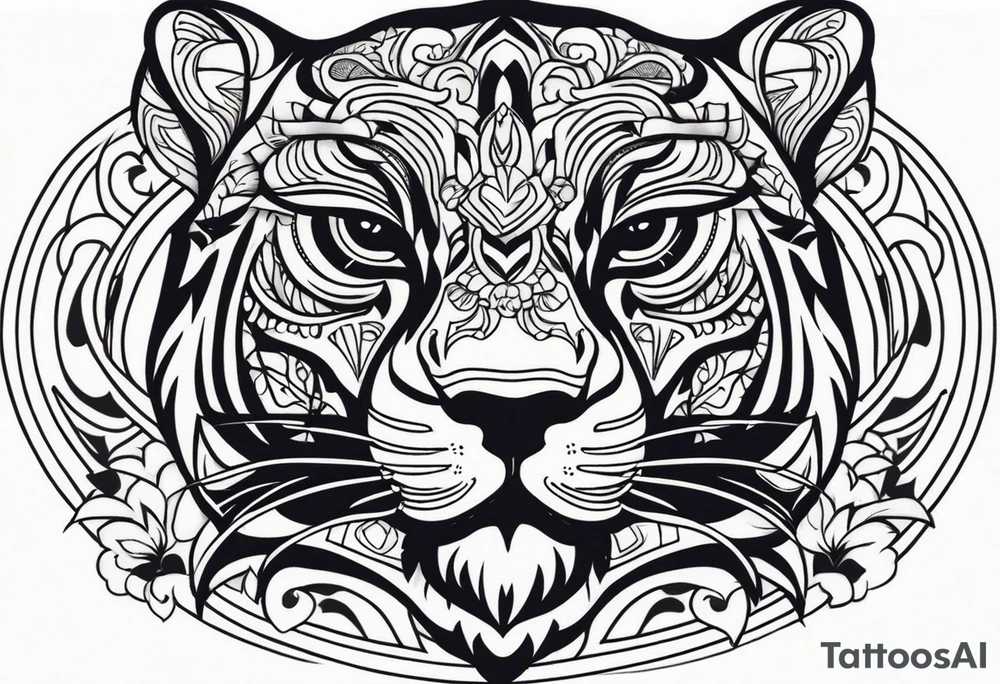 Panther in american traditional style tattoo idea