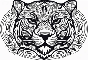 Panther in american traditional style tattoo idea