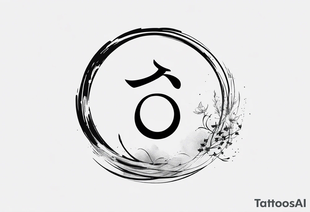 Enso circle with chinese letters around tattoo idea