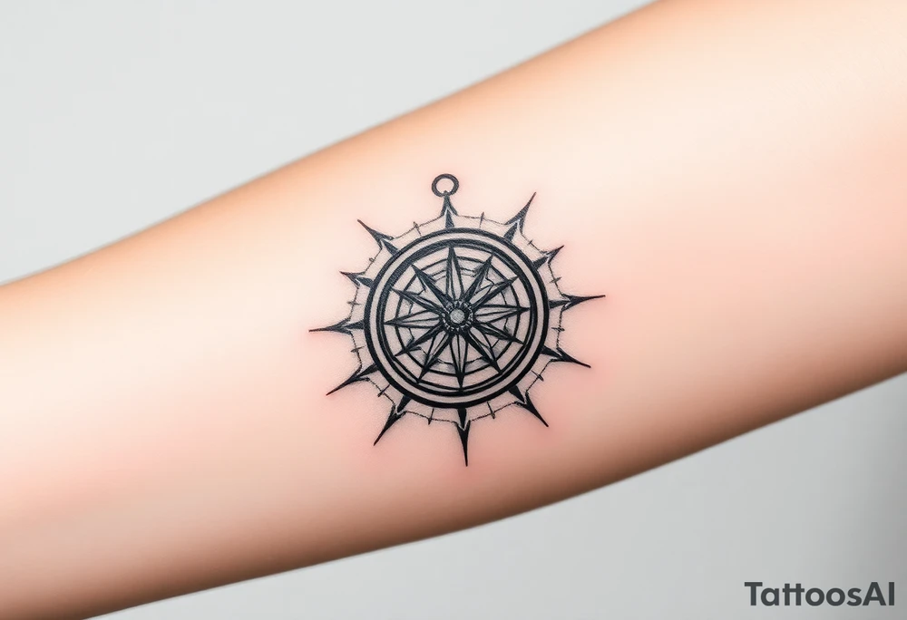 Compass wrapped in a spider web tattoo idea