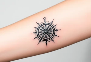Compass wrapped in a spider web tattoo idea
