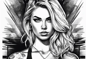 Young pretty blond woman in gym tattoo idea