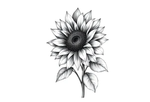 Sunflower with stem and leaves tattoo idea