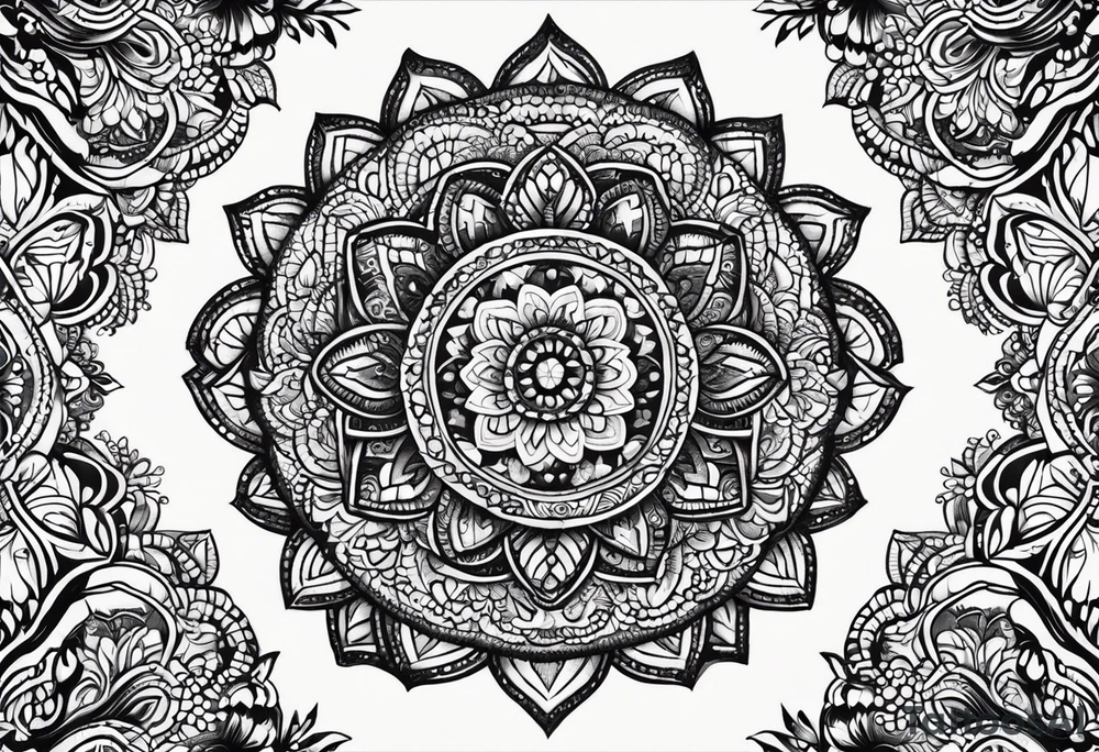 Rattlesnake mandala henna black tattoo design tattoo idea