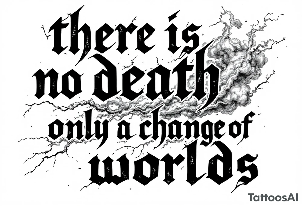 there is no death only a change of worlds with lightning and smoke  behind it tattoo idea