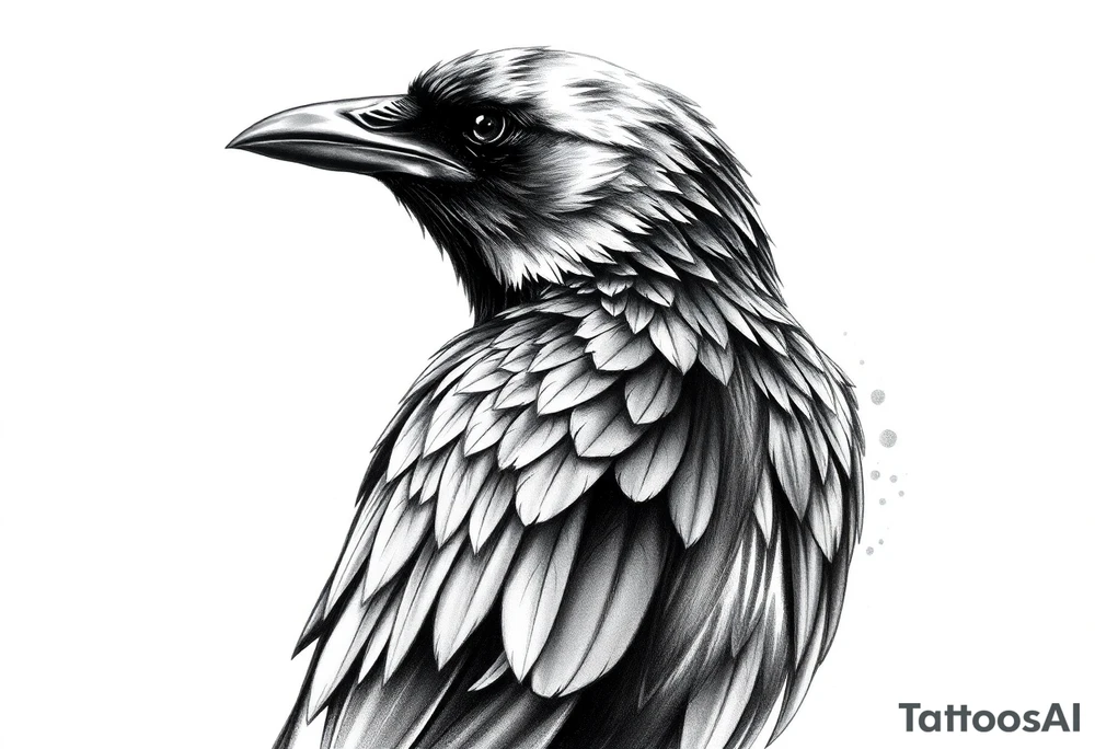 beautiful raven looking over its shoulder tattoo idea