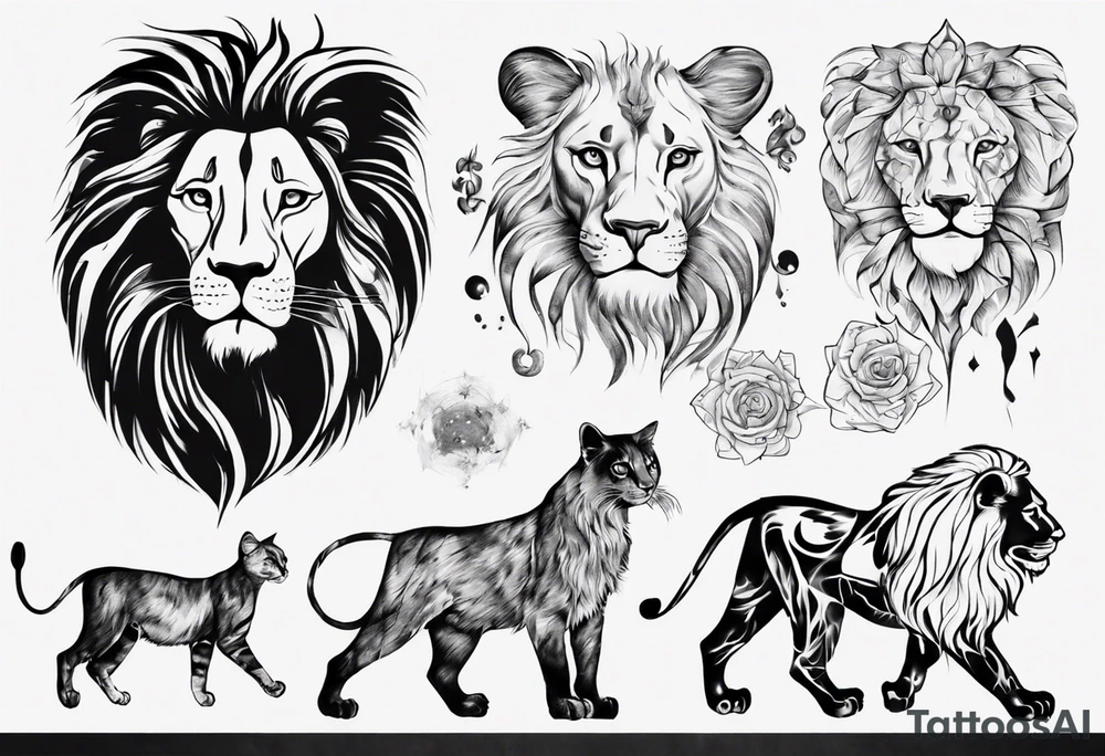 Lion with cat tattoo idea