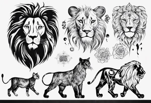 Lion with cat tattoo idea
