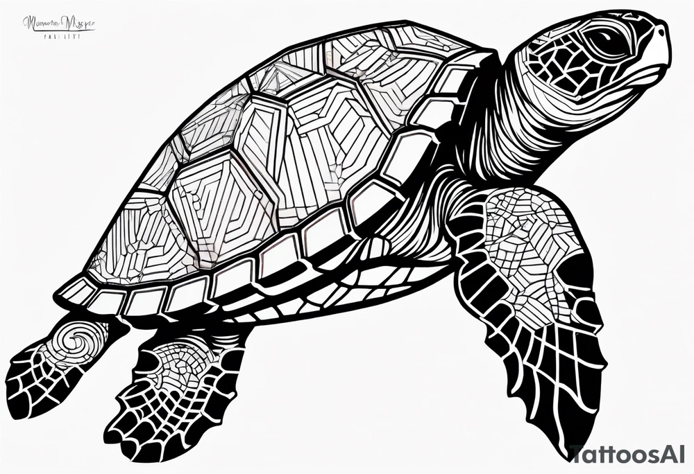 Geometric seaturtle tattoo idea