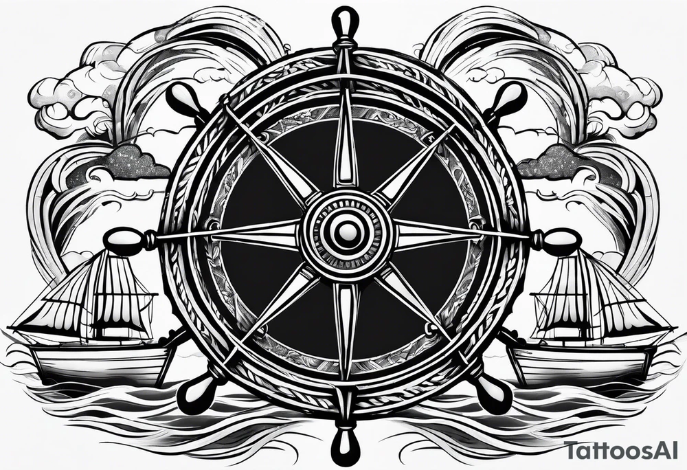 Ships wheel in a storm tattoo idea