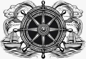 Ships wheel in a storm tattoo idea