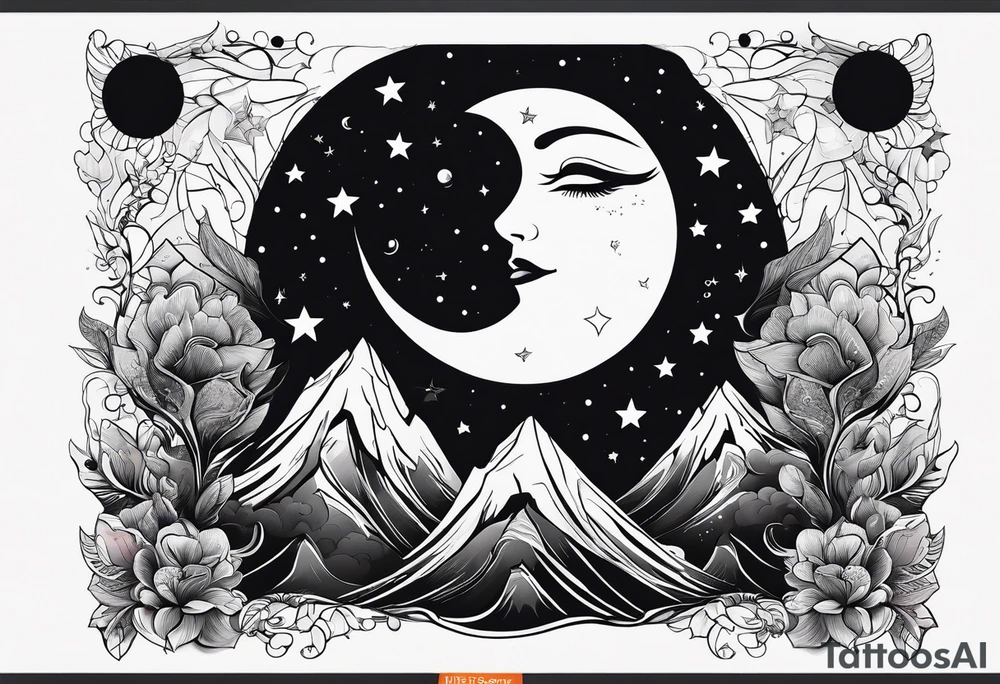 4 black figures looking up at the night sky tattoo idea