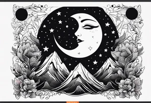 4 black figures looking up at the night sky tattoo idea