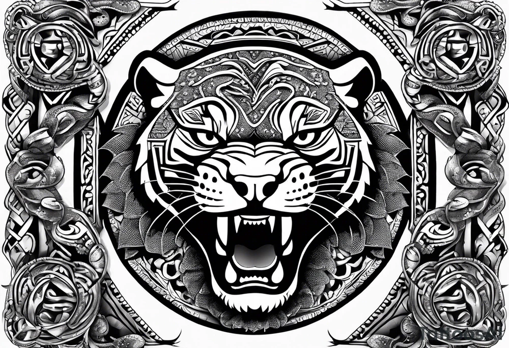 aztec black jaguar with snake tattoo idea