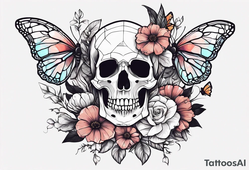 full body skeleton in pieces

 flowers and butterflies
simple design minimal sketch tattoo idea