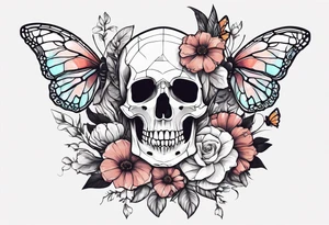 full body skeleton in pieces

 flowers and butterflies
simple design minimal sketch tattoo idea
