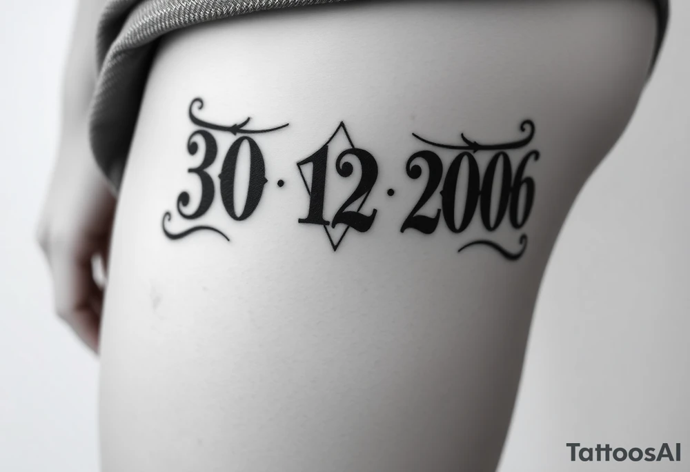 30 12 2006 in Roman numerals gothic style for men tattoo idea