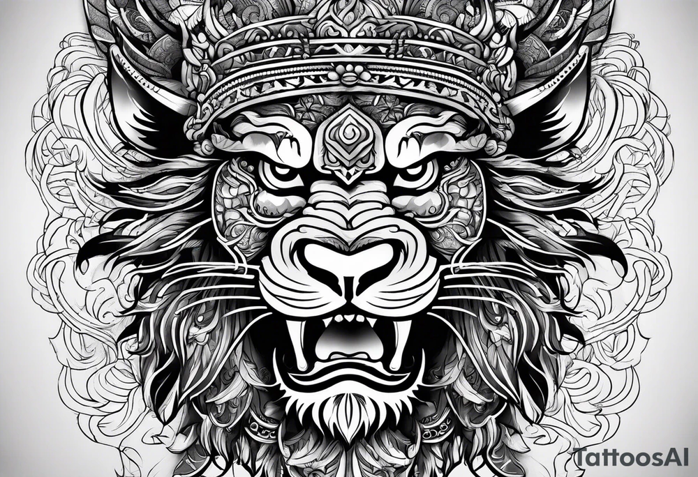 strong barong indonesia tattoo idea