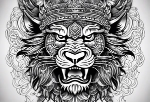 strong barong indonesia tattoo idea