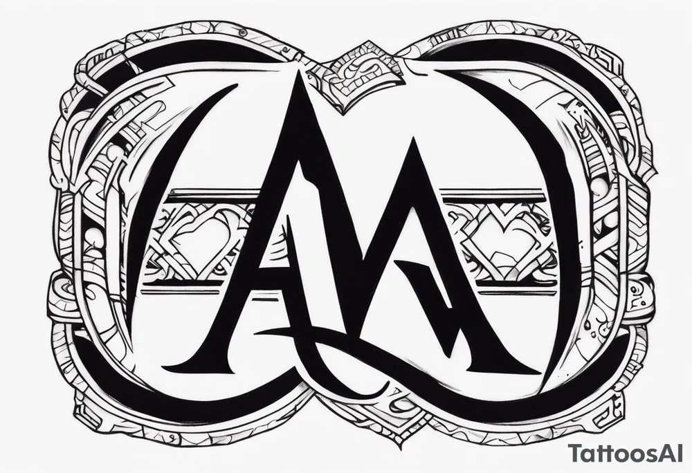 the letters A W R in the middle of a ninja headband tattoo idea