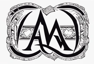 the letters A W R in the middle of a ninja headband tattoo idea