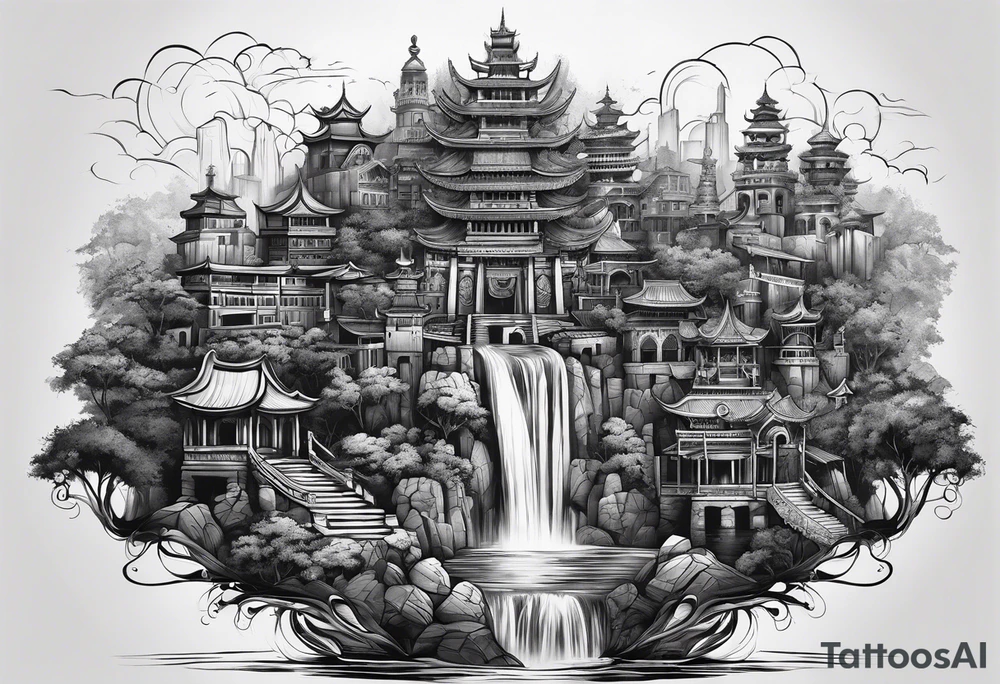 Lost city with new life tattoo idea