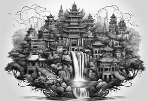 Lost city with new life tattoo idea