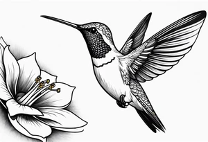 Design a minimalist tattoo of a hummingbird in flight, with elegant lines capturing its grace and vibrant energy tattoo idea