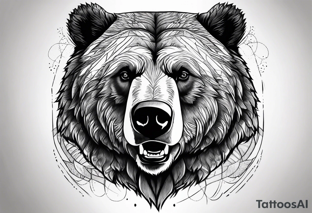 Grizzly Bear with a look of strength in their eyes tattoo idea