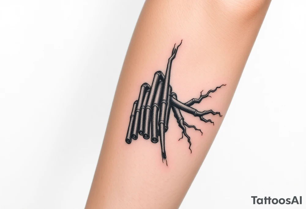 vertical System of thin pipes that transitions gradually from the end into thick, widespread 
veins of forearm tattoo idea