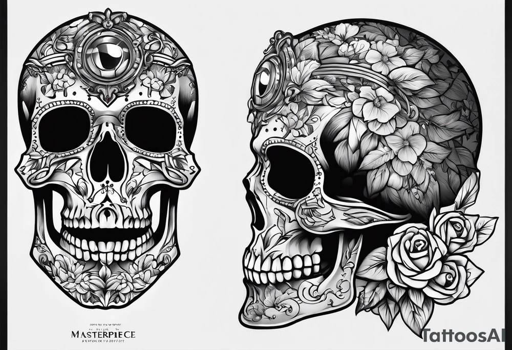 dagger piercing an eyesocket of the skull tattoo idea