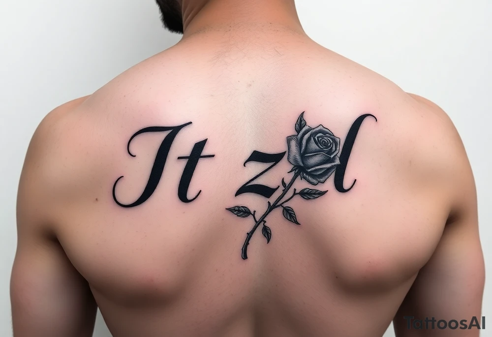 Itzel name on arm with a rose tattoo idea