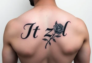Itzel name on arm with a rose tattoo idea