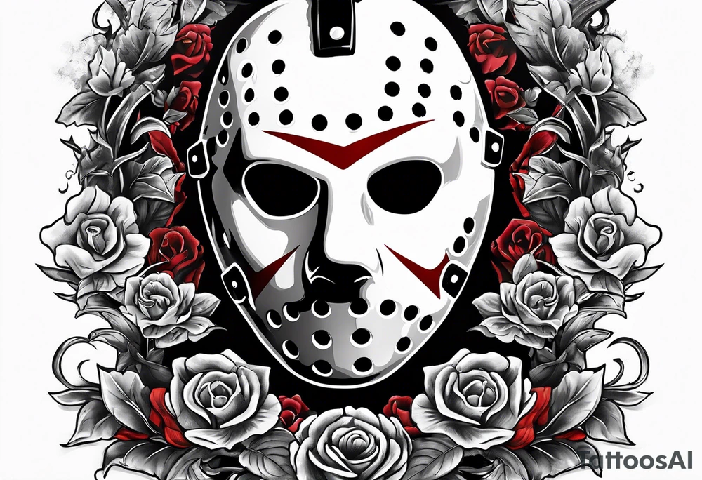 Friday the 13th Jason mask tattoo with smoke tattoo idea