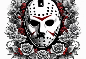 Friday the 13th Jason mask tattoo with smoke tattoo idea