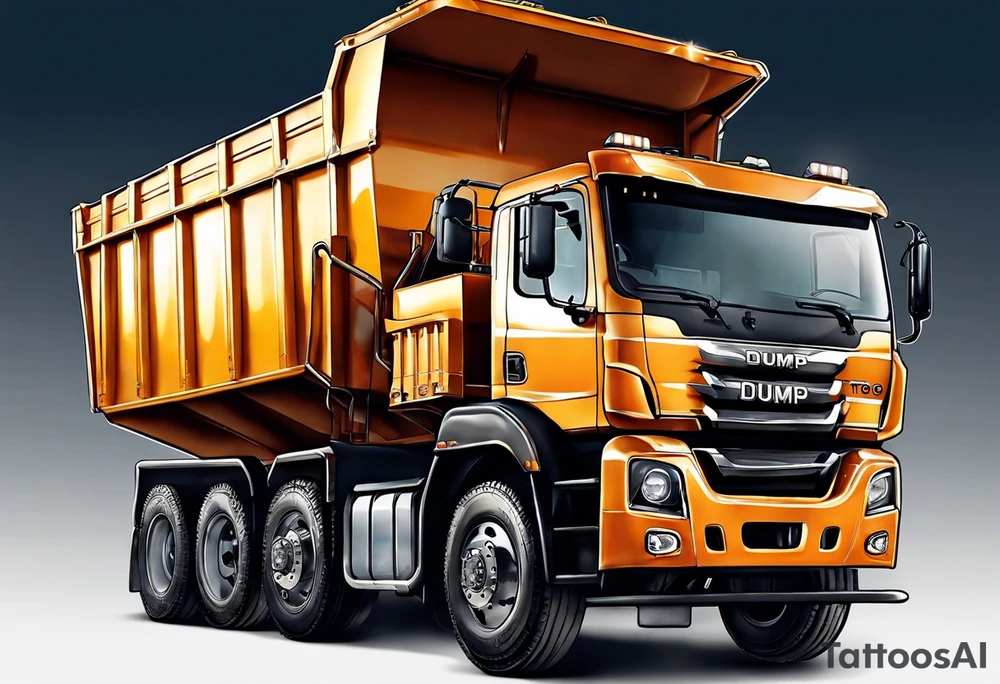 Realistic tattoo of a Dump truck on a forearm tattoo idea