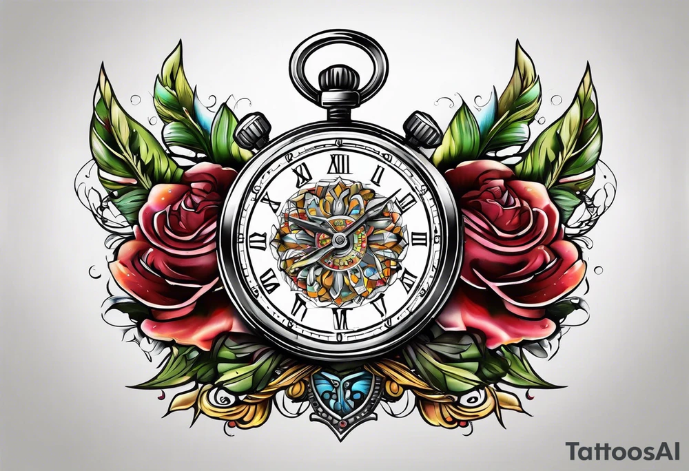 Stopwatch hanging from sword tattoo idea