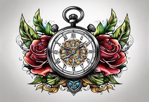 Stopwatch hanging from sword tattoo idea