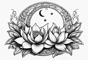 Lilly pad and crescent moon tattoo idea