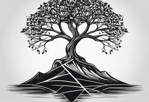 tree of life with long vertical roots
3 line triangles behind tattoo idea