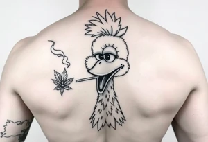 Big Bird from sesame Street smoking marijuana tattoo idea