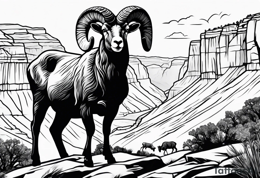 Grand canyon, big horn sheep, forearm tattoo idea