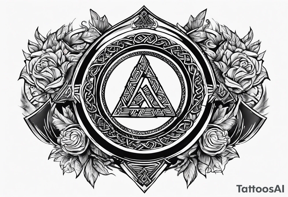 Valhalla  round 
shield axe sword valknut tattoo idea